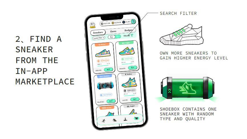 انتخاب کفش مورد نظر در اپلیکیشن stepn