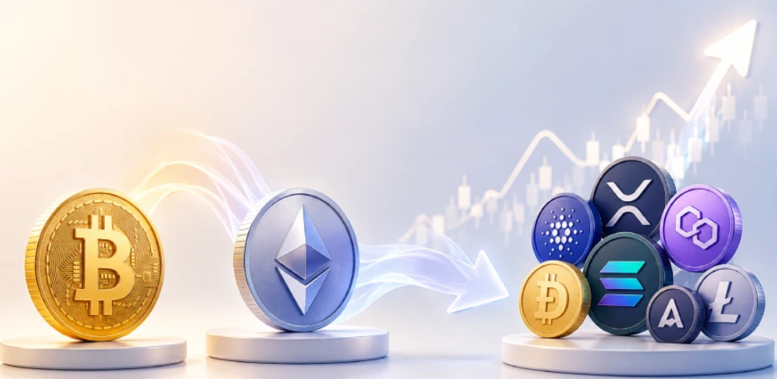 آلت سیزن چیست؟ آموزش شاخص Altcoin Season و نشانههای شروع آن 4 تصویر مفهومی آلت سیزن و رشد گسترده آلتکوینها در مقایسه با بیتکوین